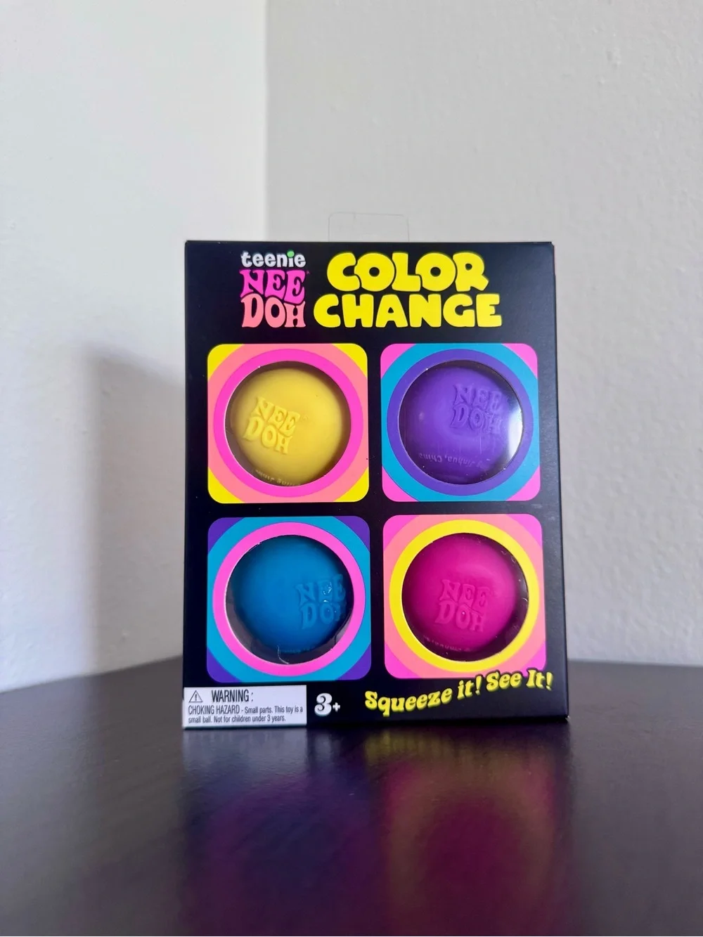 Authentic Needoh Teenie Color Change Needoh- 4 Pack - Yellow, Purple, Blue, Pink